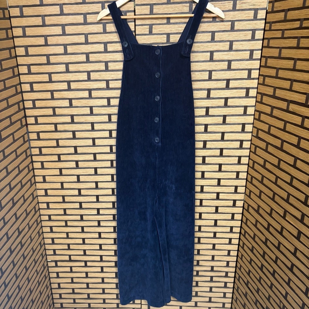 Madewell Texture & Thread Navy Velour‎ Corduroy Overalls Size Small